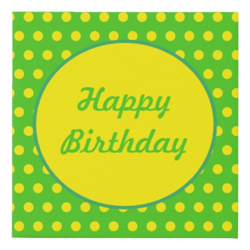 Happy Birthday Polka Dot Wall Art Neon Green