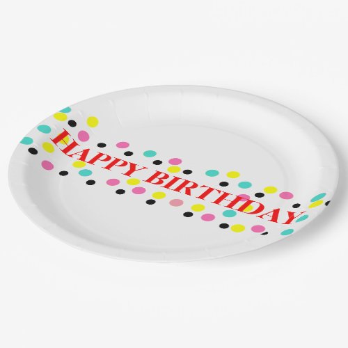 Happy Birthday Polka Dots Paper Plates