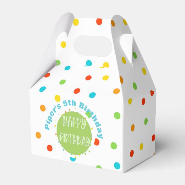 Happy Birthday Polkadot Bright Favor Box Customize (Front Side)