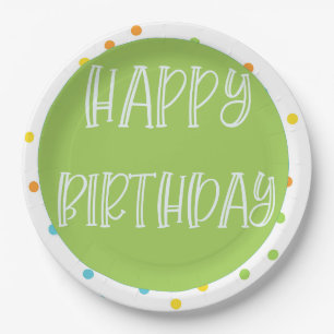 Happy Birthday Polkadots Paper Plates Bright