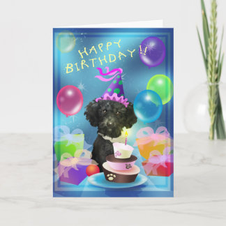 Happy Birthday poodle balloons Card