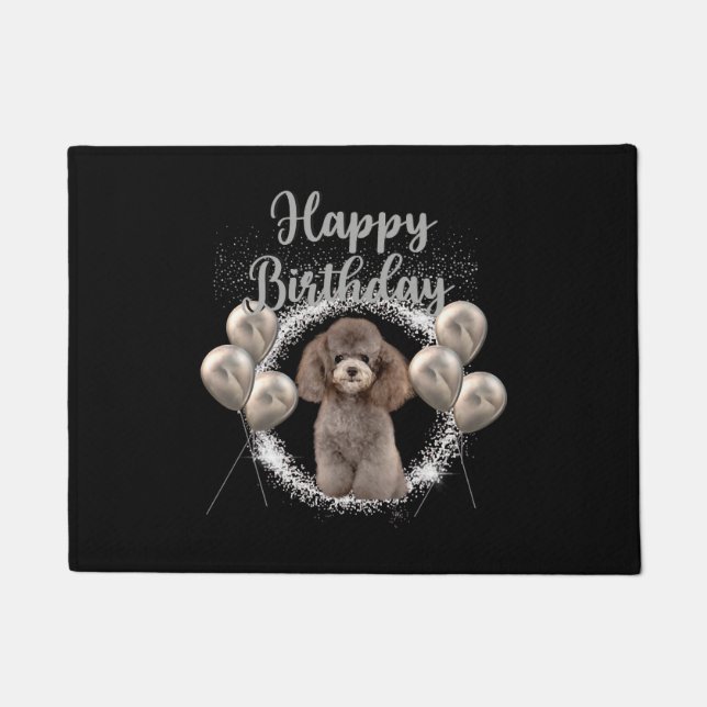 Happy Birthday Poodle Doormat (Front)