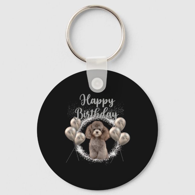 Happy Birthday Poodle Keychain (Front)