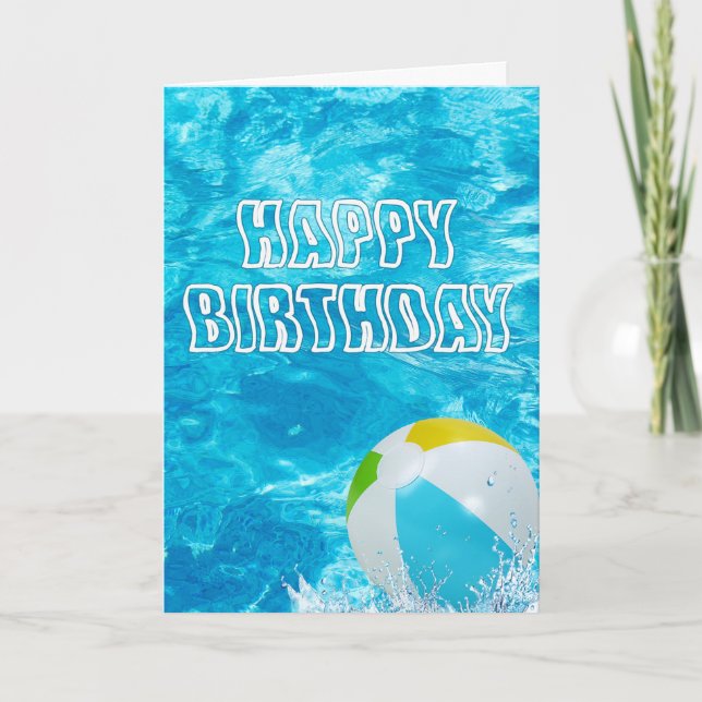 Happy Birthday Pool Water Card (Front)