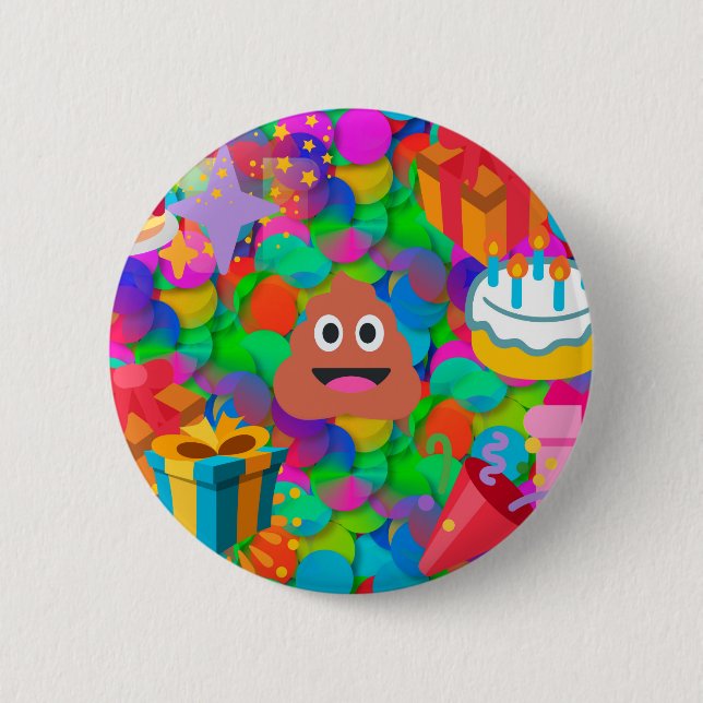 happy birthday poop emoji button (Front)
