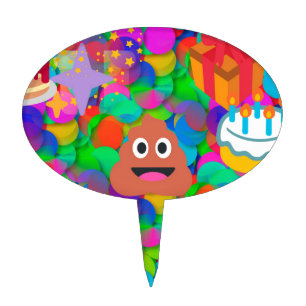 happy birthday poop emoji cake topper