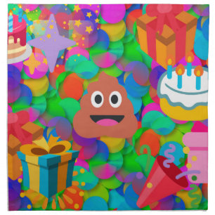 happy birthday poop emoji cloth napkin