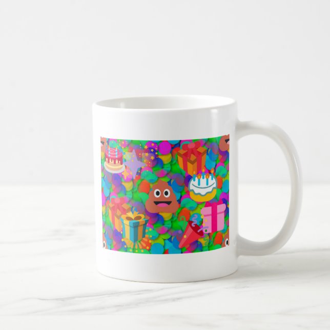 happy birthday poop emoji coffee mug (Right)