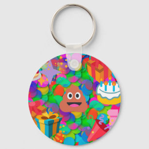 happy birthday poop emoji keychain