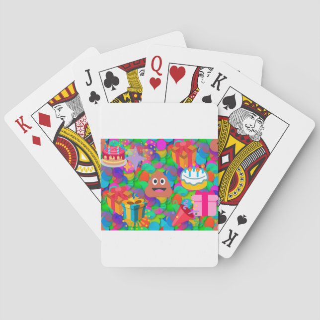 happy birthday poop emoji poker cards (Back)