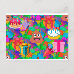 happy birthday poop emoji postcard
