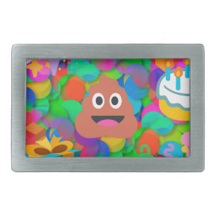 happy birthday poop emoji rectangular belt buckle