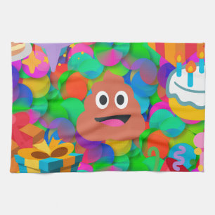 happy birthday poop emoji towel
