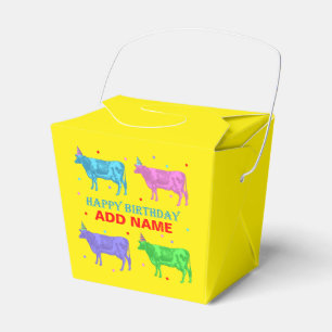 Happy Birthday Pop Art Cows Favor Boxes