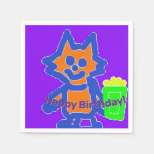 Happy Birthday Popcorn Anime Napkins