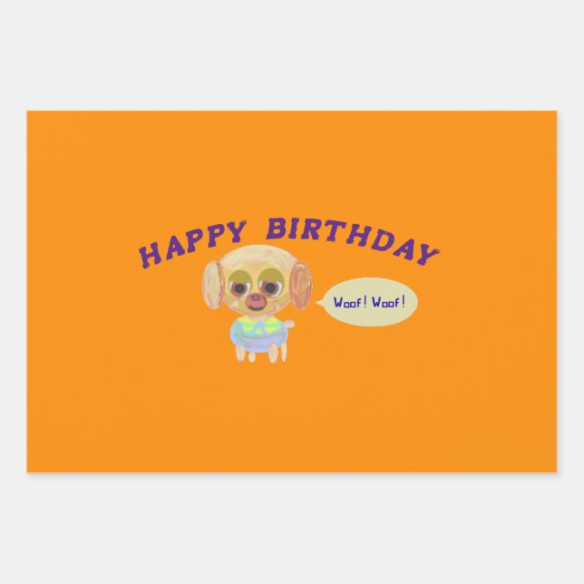 Happy Birthday Popcorn Anime Wrapping Paper Sheets (Front)