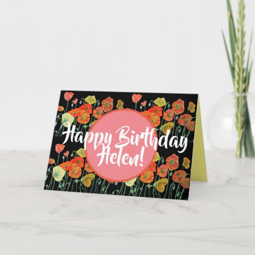 Happy Birthday Poppy floral ladies Name Card