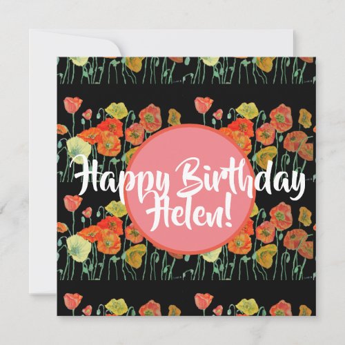 Happy Birthday Poppy floral ladies Name Card