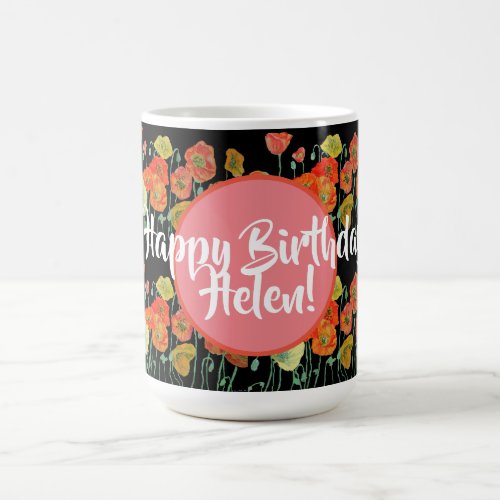Happy Birthday Poppy floral ladies Name Mug