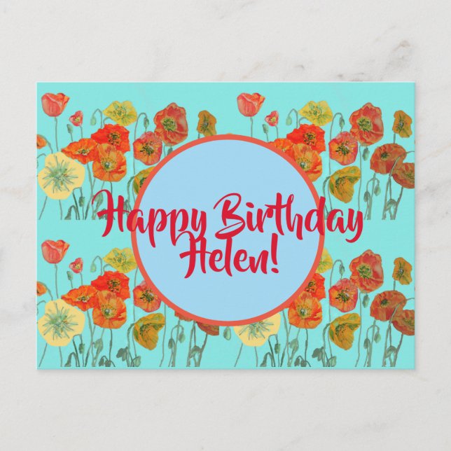 Happy Birthday Poppy floral ladies Name Postcard (Front)