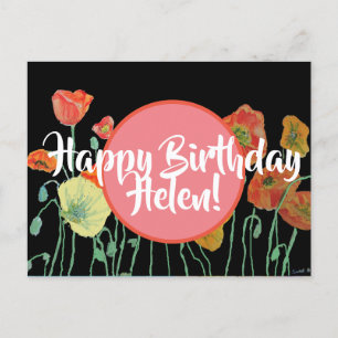 Happy Birthday Poppy floral ladies Name Postcard