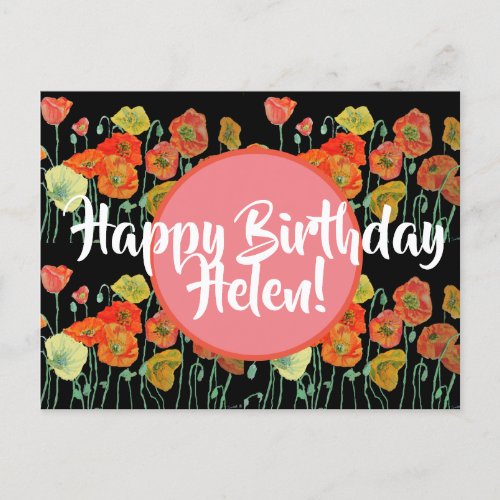 Happy Birthday Poppy floral ladies Name Postcard