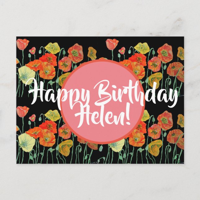 Happy Birthday Poppy floral ladies Name Postcard (Front)