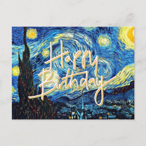 Happy Birthday Popular artowrk Starry Night Postcard