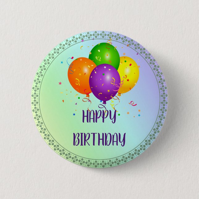 Happy Birthday, popular design,  Button (Front)