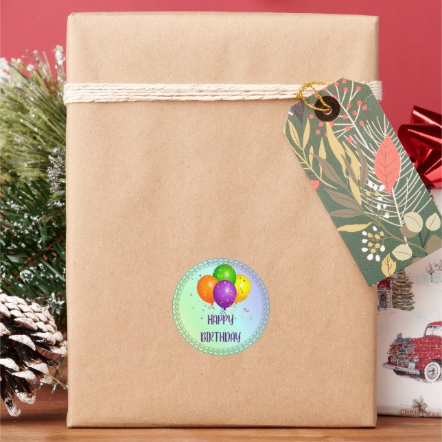 Happy Birthday, popular design, Classic Round Sticker (Holiday)