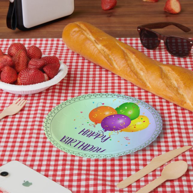Happy Birthday, popular design, Paper Plates (Picnic)