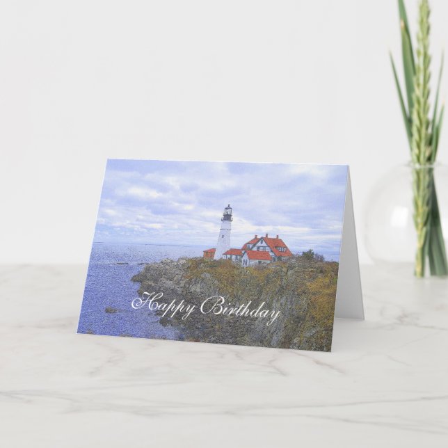 Happy Birthday, Portland Head Light House Art Card (Front)