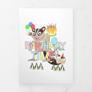 Happy Birthday Possum Cake Tri-Fold Card