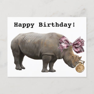 Rhino Rhinoceros Personalised Birthday Greetings Card