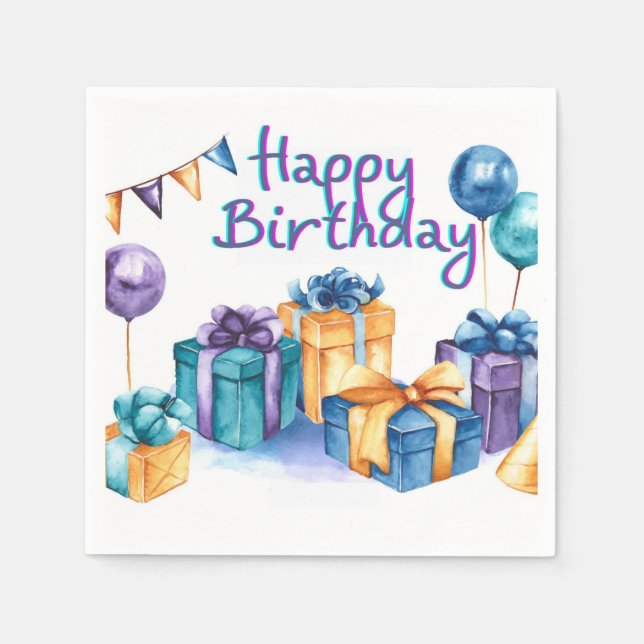 Happy Birthday  Postcard Napkins (Front)