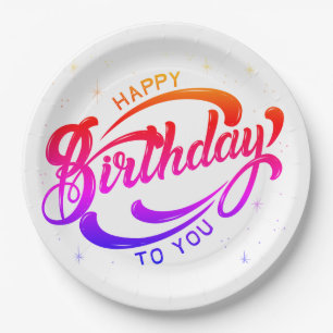 Happy Birthday Postcard Paper Plates