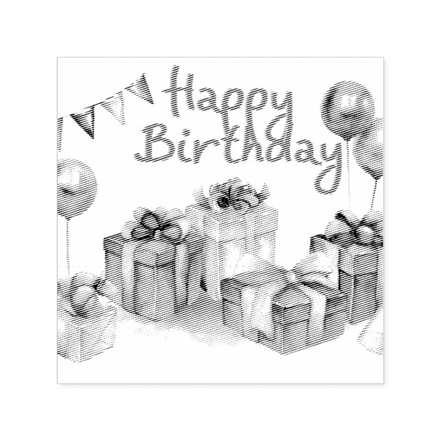 Happy Birthday  Postcard Self-inking Stamp (Design)