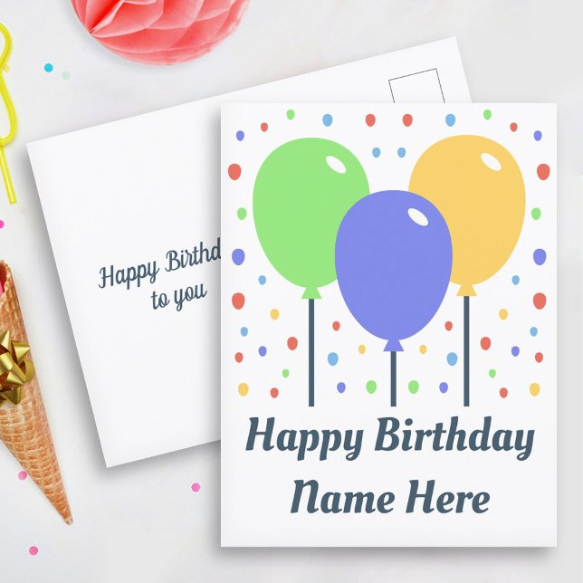 Happy Birthday Postcard with Colored Balloons (Happy Birthday Postcard with Colored Balloons)