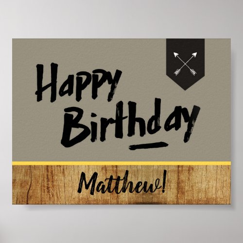 Happy Birthday poster _ Men _ wood  arrows