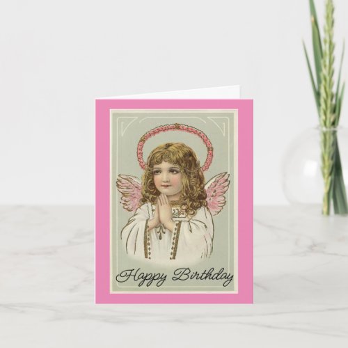 Happy Birthday Praying Angel Greeting Card