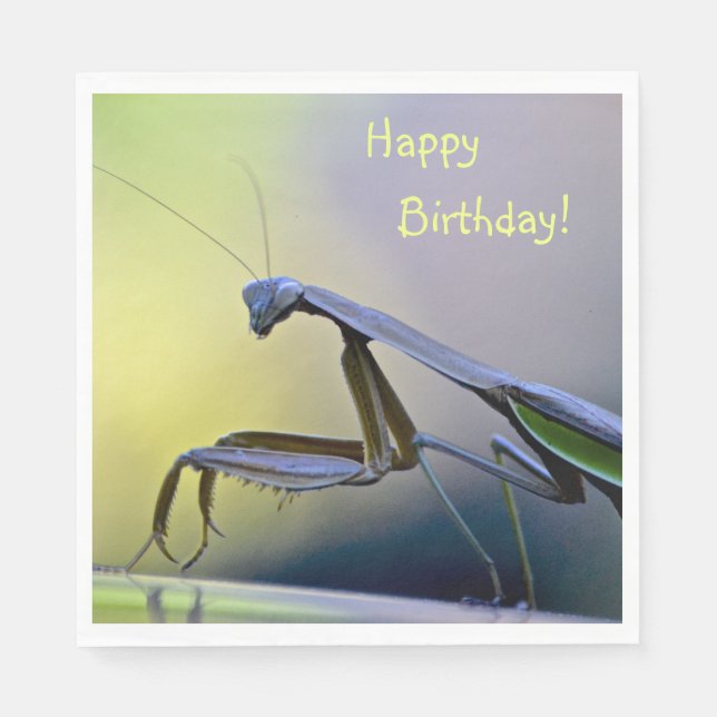 Happy Birthday Praying Mantis Napkins (Front)