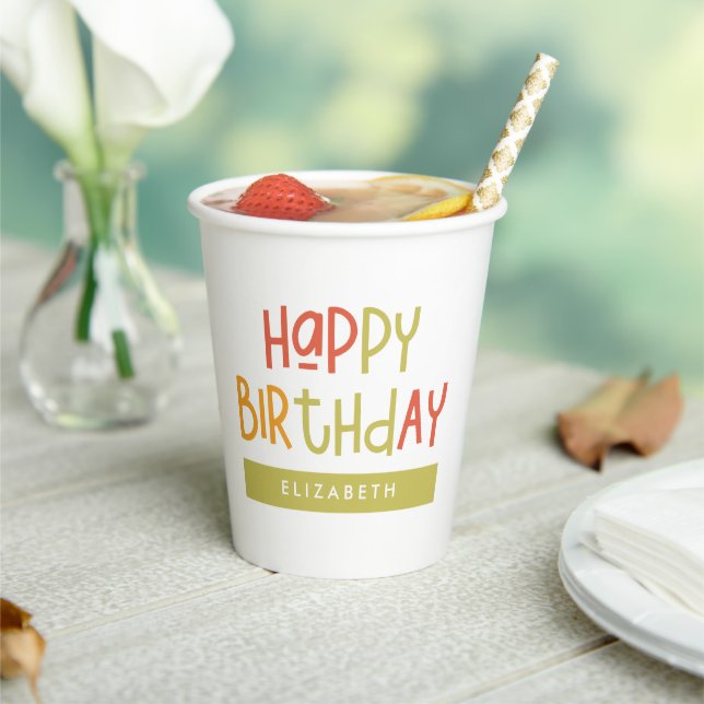 Happy Birthday Preppy Playful Fun Simple Greeting Paper Cups (Insitu)