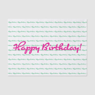 Happy Birthday! Preppy spring pink green casual Tissue Paper