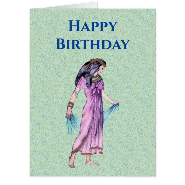 Happy Birthday Pretty Ancient Egyptian Woman Green Card (Front)