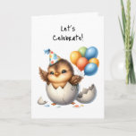 Happy Birthday Pretty Bird Hatched Egg Balloons Card<br><div class="desc">Add a little humor for someone special with this cute grumpy bird birthday card.  Let’s Celebrate!  It’s your hatch-day!  Happy Birthday.</div>