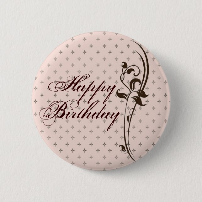 Happy Birthday Pretty Lady Button (Front)