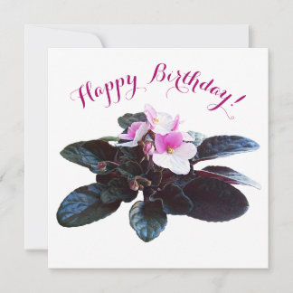 Happy birthday pretty pink flowers stylish floral holiday card