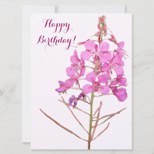 Happy birthday pretty pink simple floral holiday card