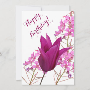 Happy birthday pretty pink tulip beautiful floral  invitation