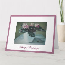 Happy birthday pretty pink violets floral fine art